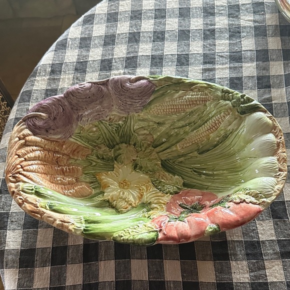 San Marco Nove Majolica Pottery Other - Vintage San Marco Nove Italian Majolica Raised Vegetable Harvest Platter